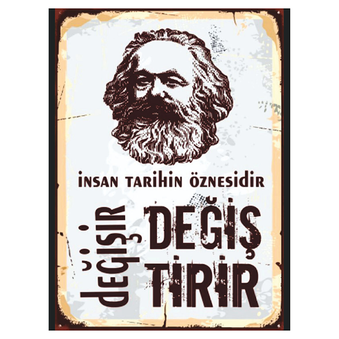 Karl Marx Temalı Retro Ahşap Poster Tablo | Değişim ve Felsefe Dekoru