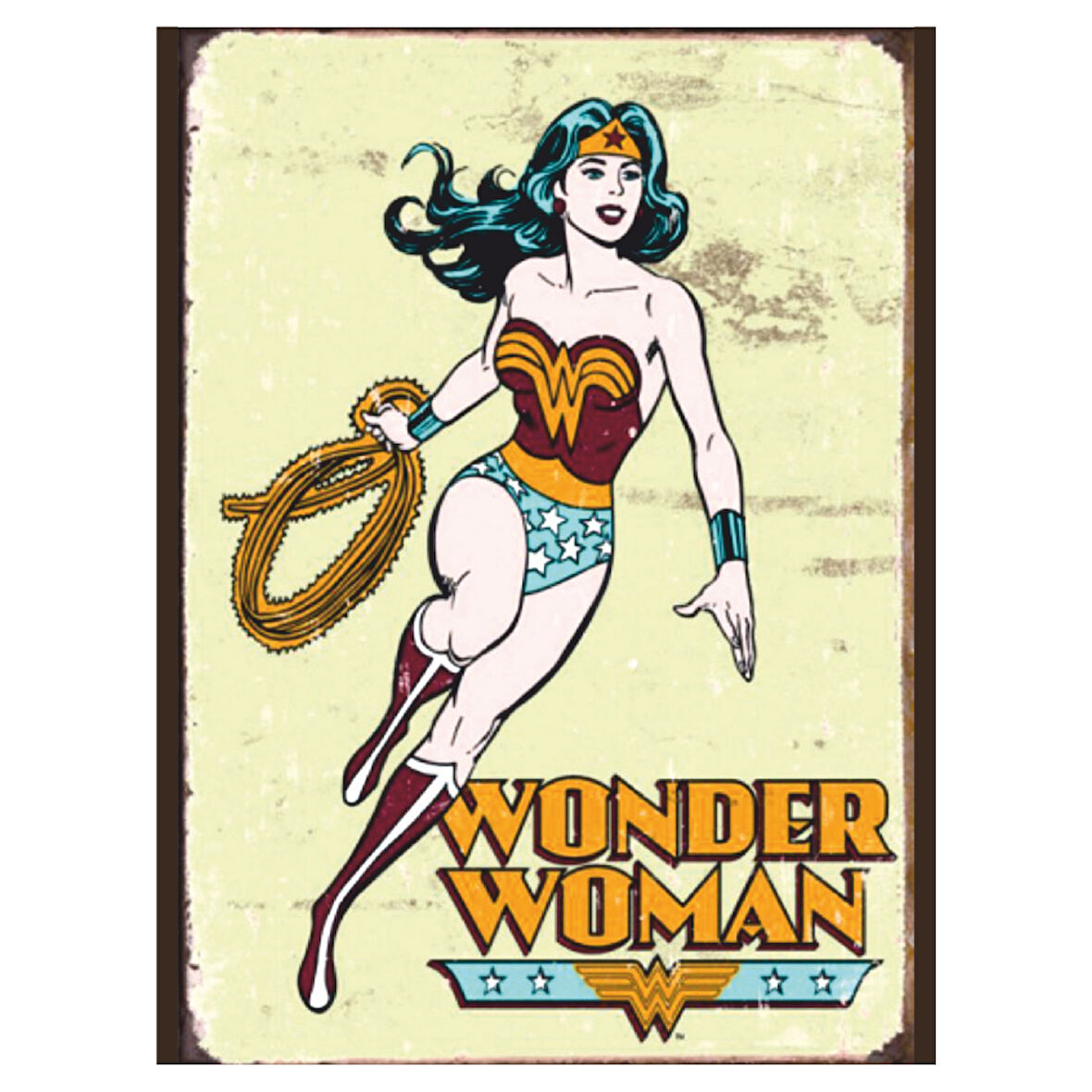 Wonder Woman Retro Ahşap Poster Tablo | DC Comics Vintage Süper Kahraman Dekoru