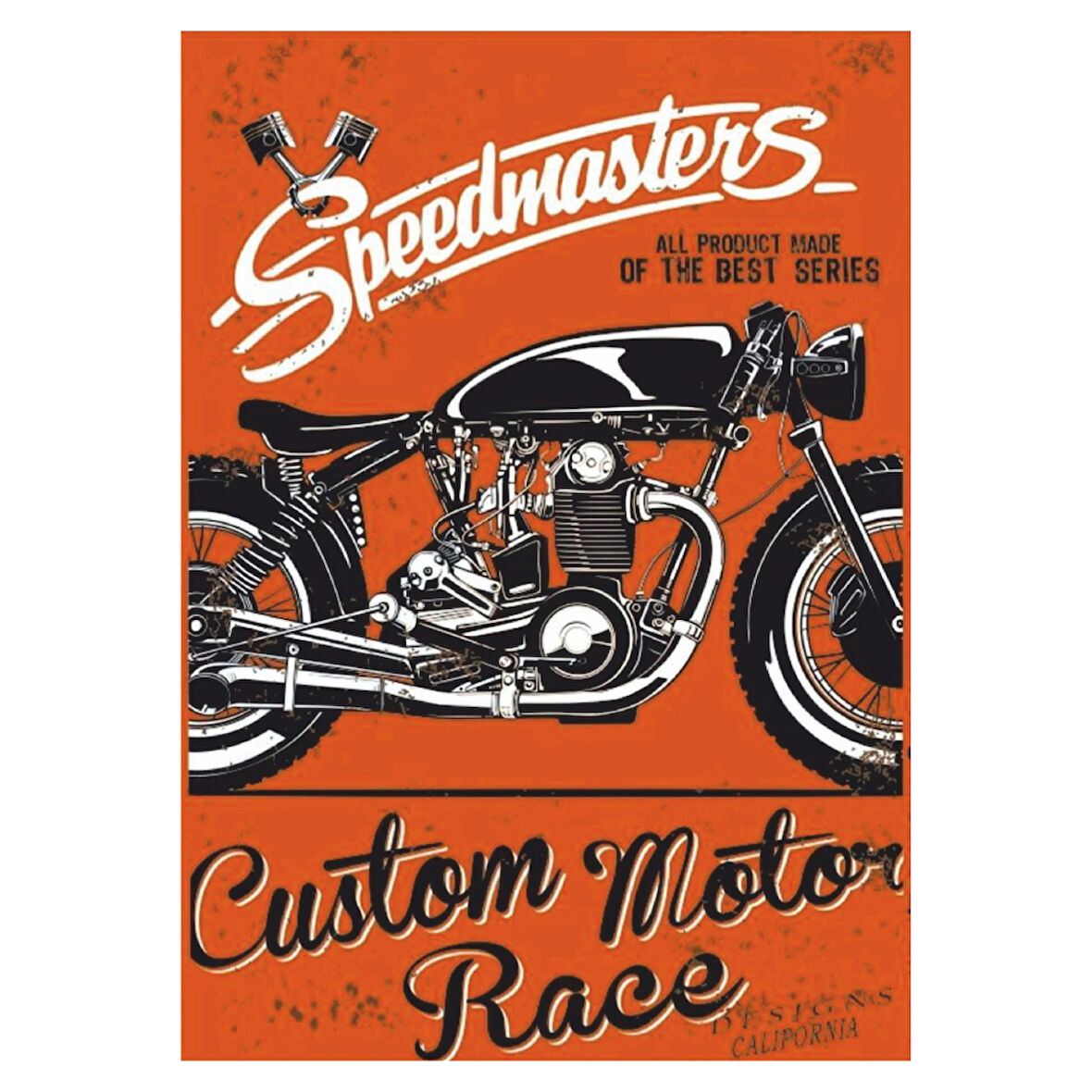 Speedmasters Custom Motor Race Temalı Ahşap Retro Yarış Motosikleti Poster Tablo