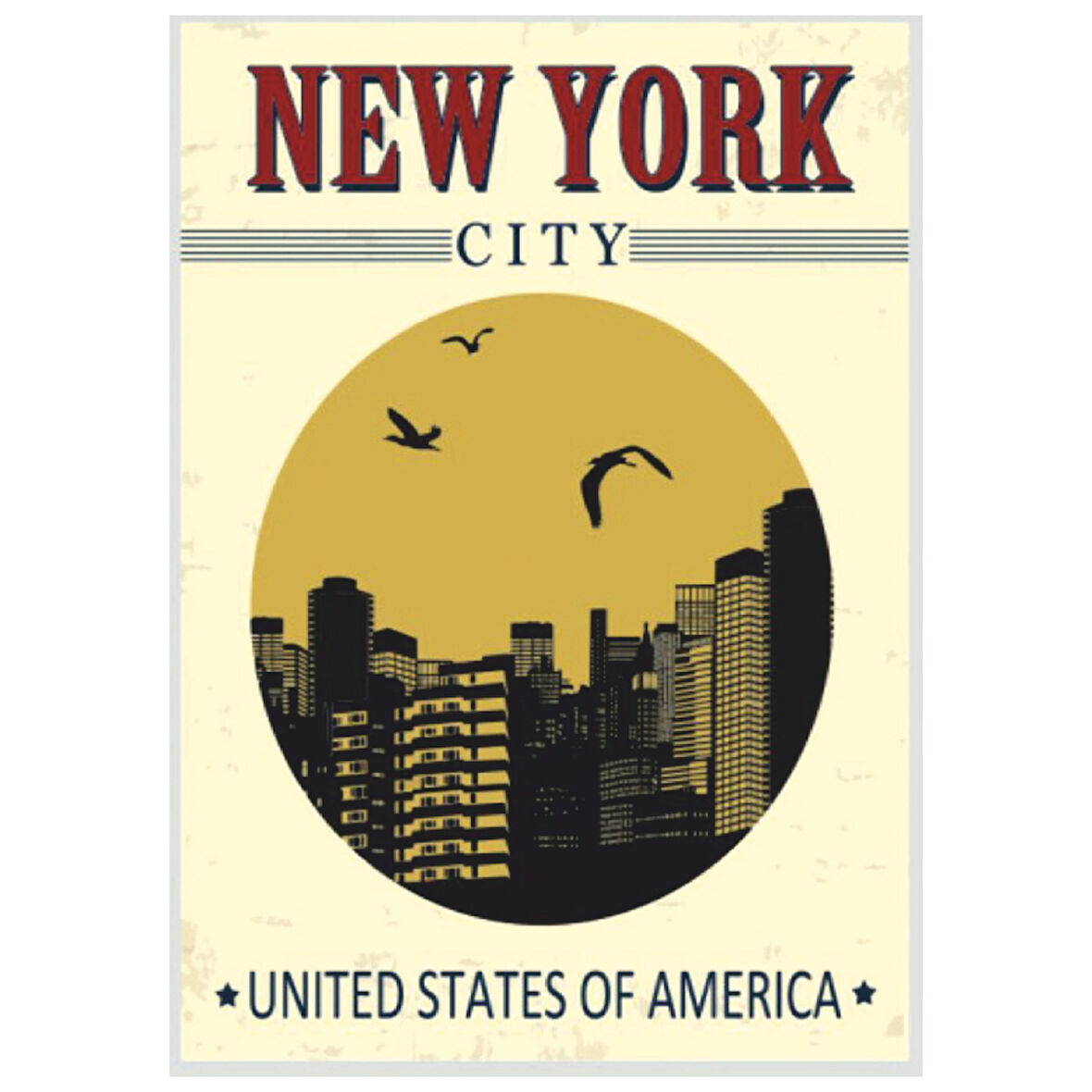New York City Siluetli Ahşap Retro Şehir Temalı Poster Tablo