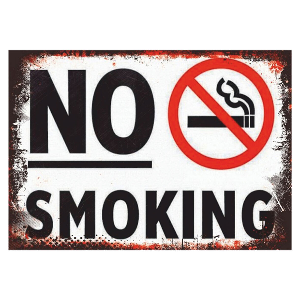 No Smoking Sembol ve Grunge Efektli Ahşap Retro Yasak Poster Tablo