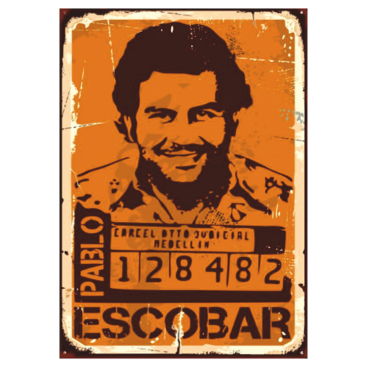 Pablo Escobar Retro Ahşap Tablo - Nostaljik Poster Tasarımı