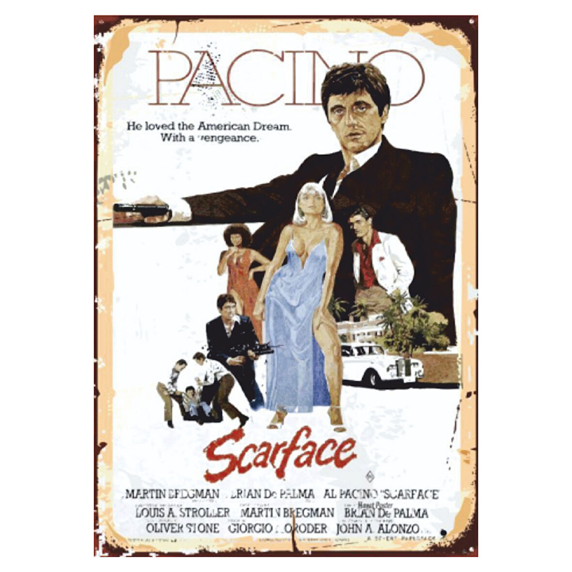 Scarface Retro Ahşap Tablo - Al Pacino Poster Tasarımı