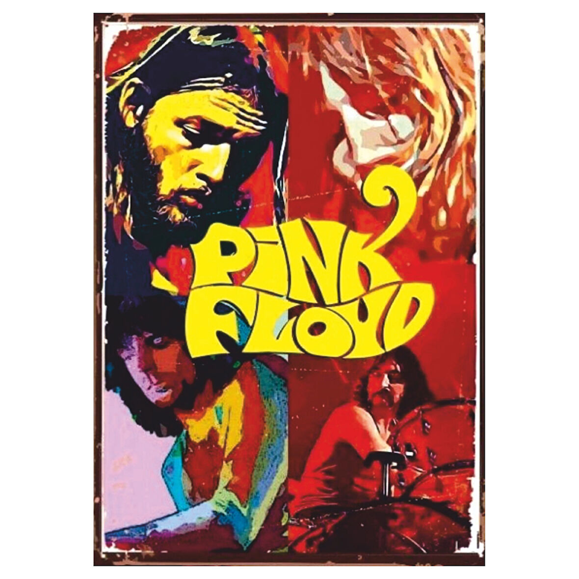 Pink Floyd Retro Ahşap Tablo - Psychedelic Rock Grubu Poster Tasarımı