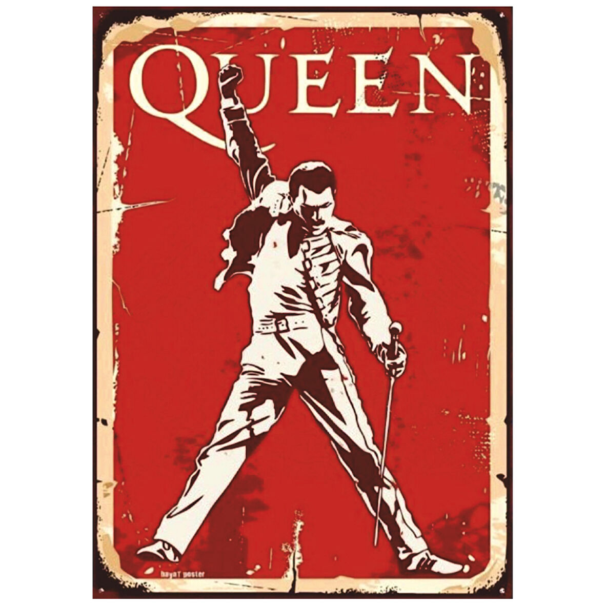 Queen Retro Ahşap Tablo - Freddie Mercury Poster Tasarımı