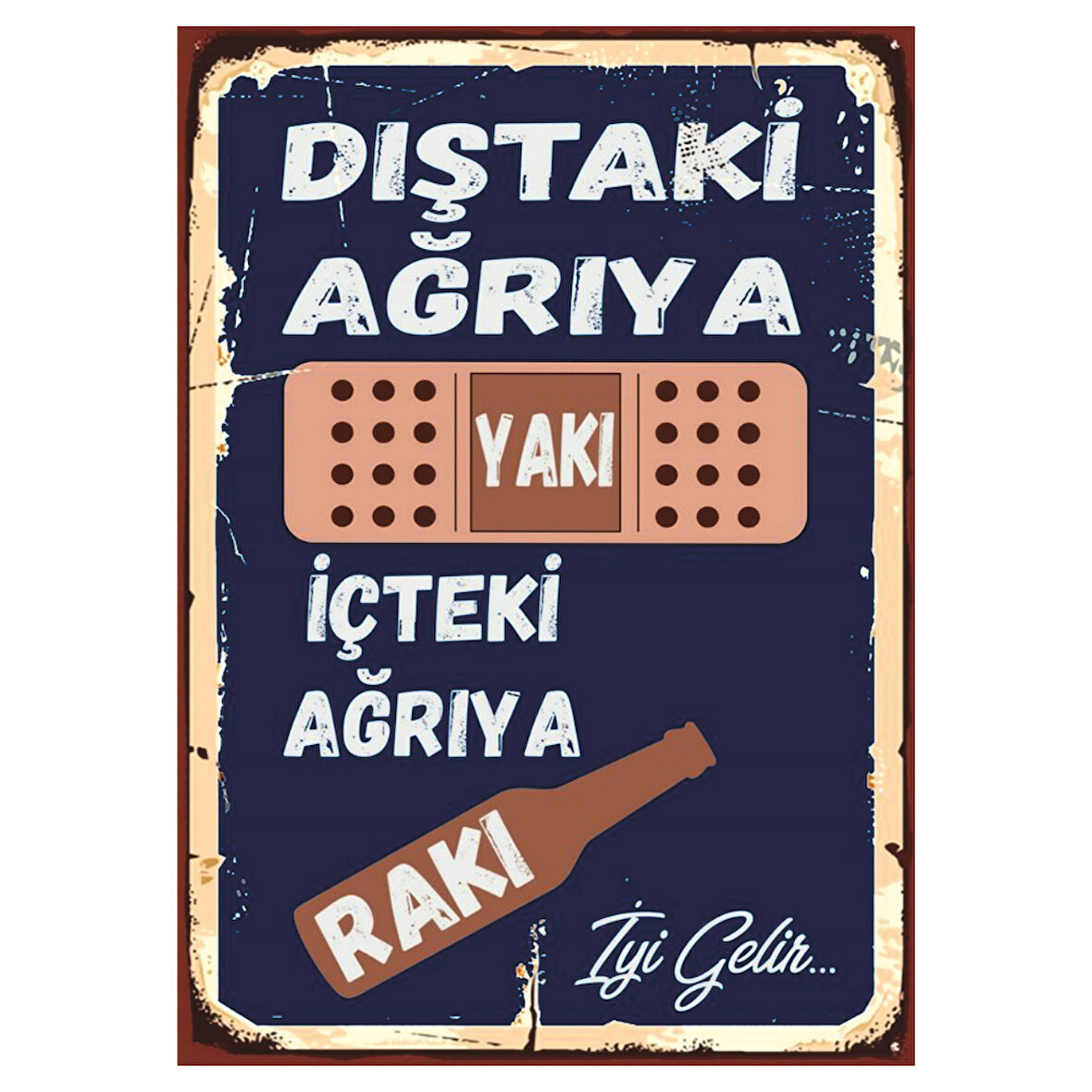 Rakı Mizahı Retro Ahşap Tablo - Esprili Türk Kültürü Tasarımı