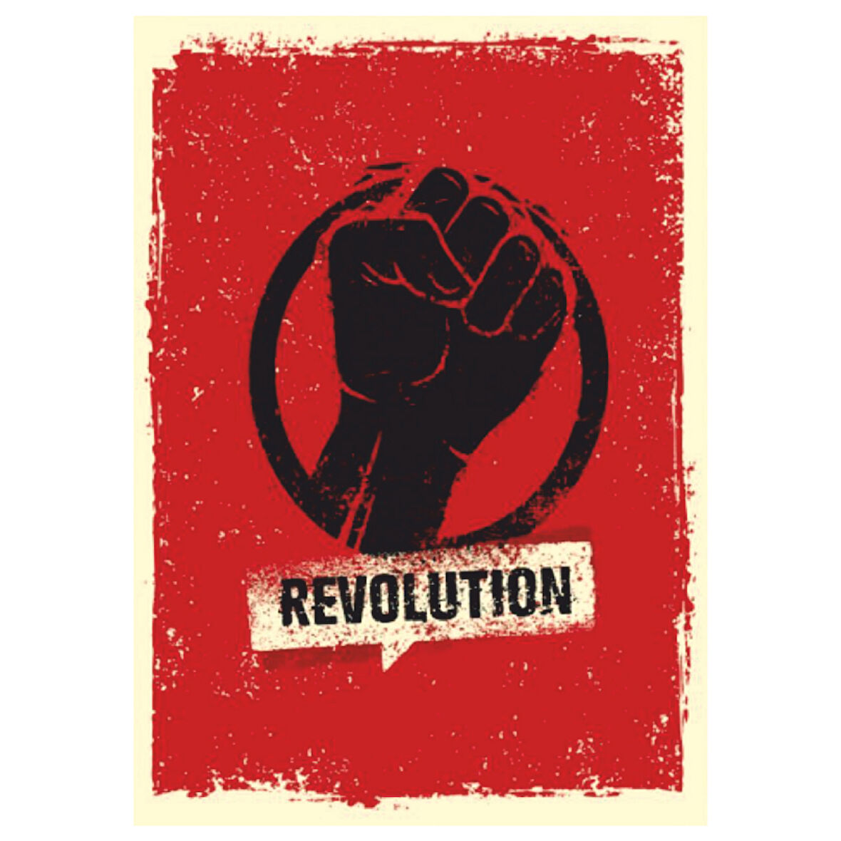 Revolution Retro Ahşap Tablo - Direniş Temalı Protest Stil Dekor