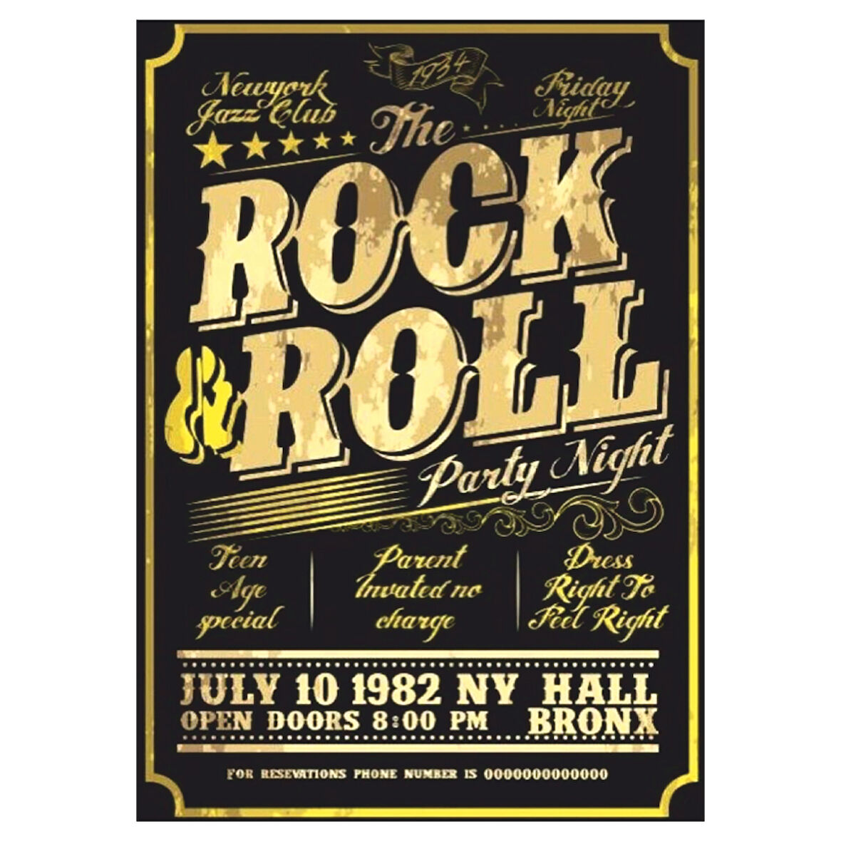 Rock and Roll Party Retro Ahşap Tablo - Bronx 1982 Müzik Afişi Tasarımı