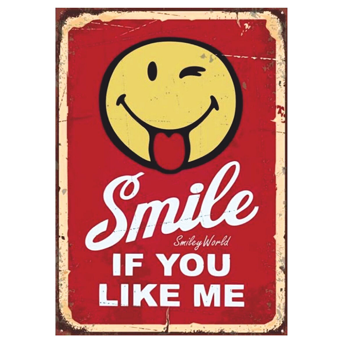 Smile If You Like Me Retro Ahşap Tablo - Eğlenceli Gülümseten Tasarım