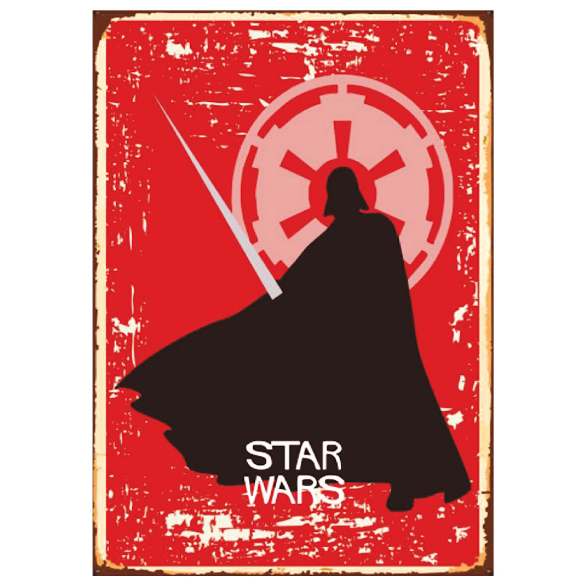 Darth Vader Temalı Star Wars Retro Ahşap Tablo - Galaktik İmparatorluk Tasarımı