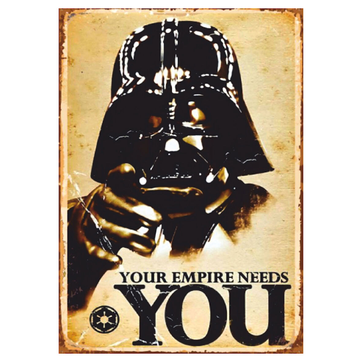Your Empire Needs You Darth Vader Retro Ahşap Tablo - Star Wars Propaganda Tasarımı