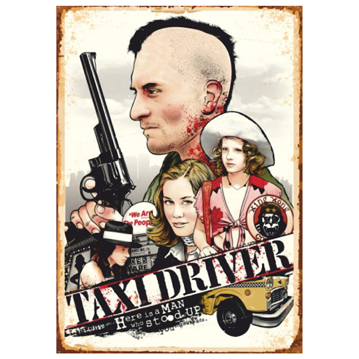 Taxi Driver Retro Ahşap Tablo - Travis Bickle ve Kült Film Temalı Tasarım