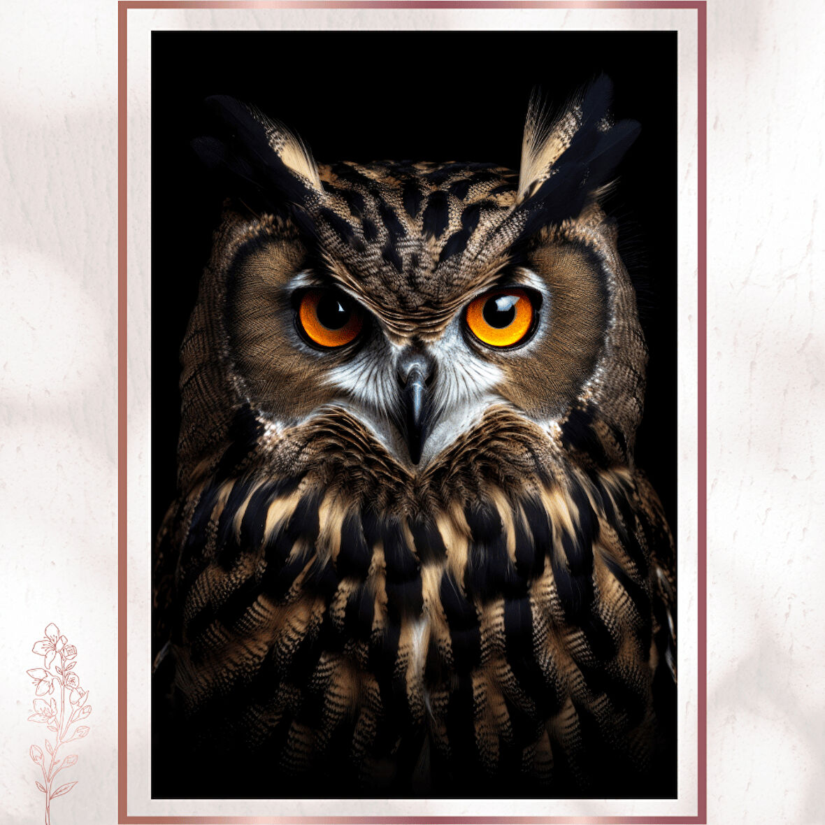 Kızıl Gözlü Baykuş - UV Baskılı Detaylı Hayvan Portresi