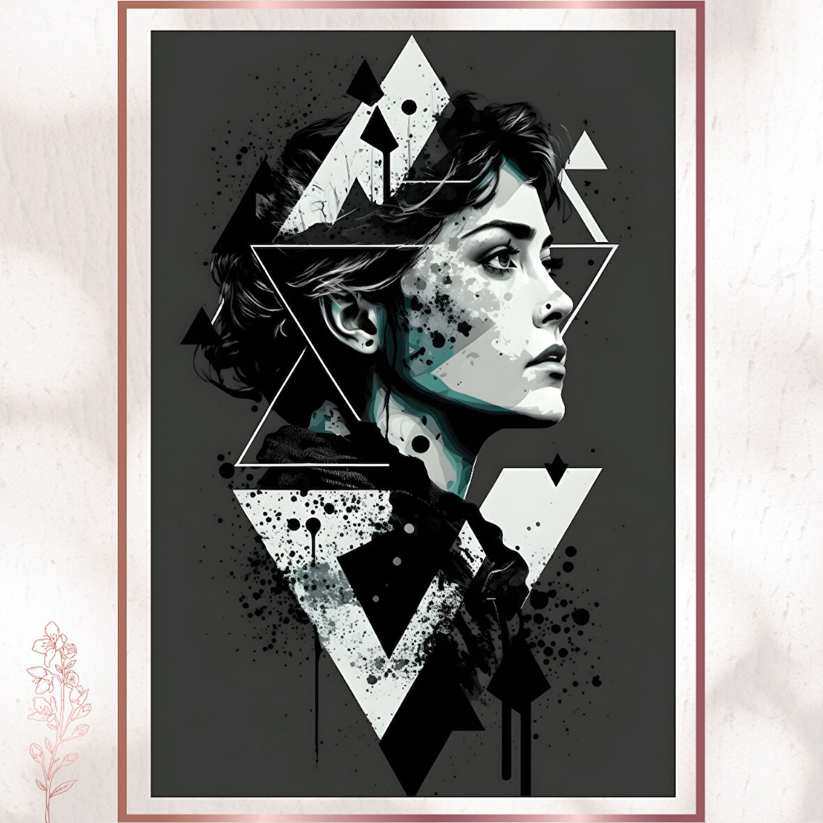 Üçgen Soyut Kadın Portresi - Modern Poster Tasarımı