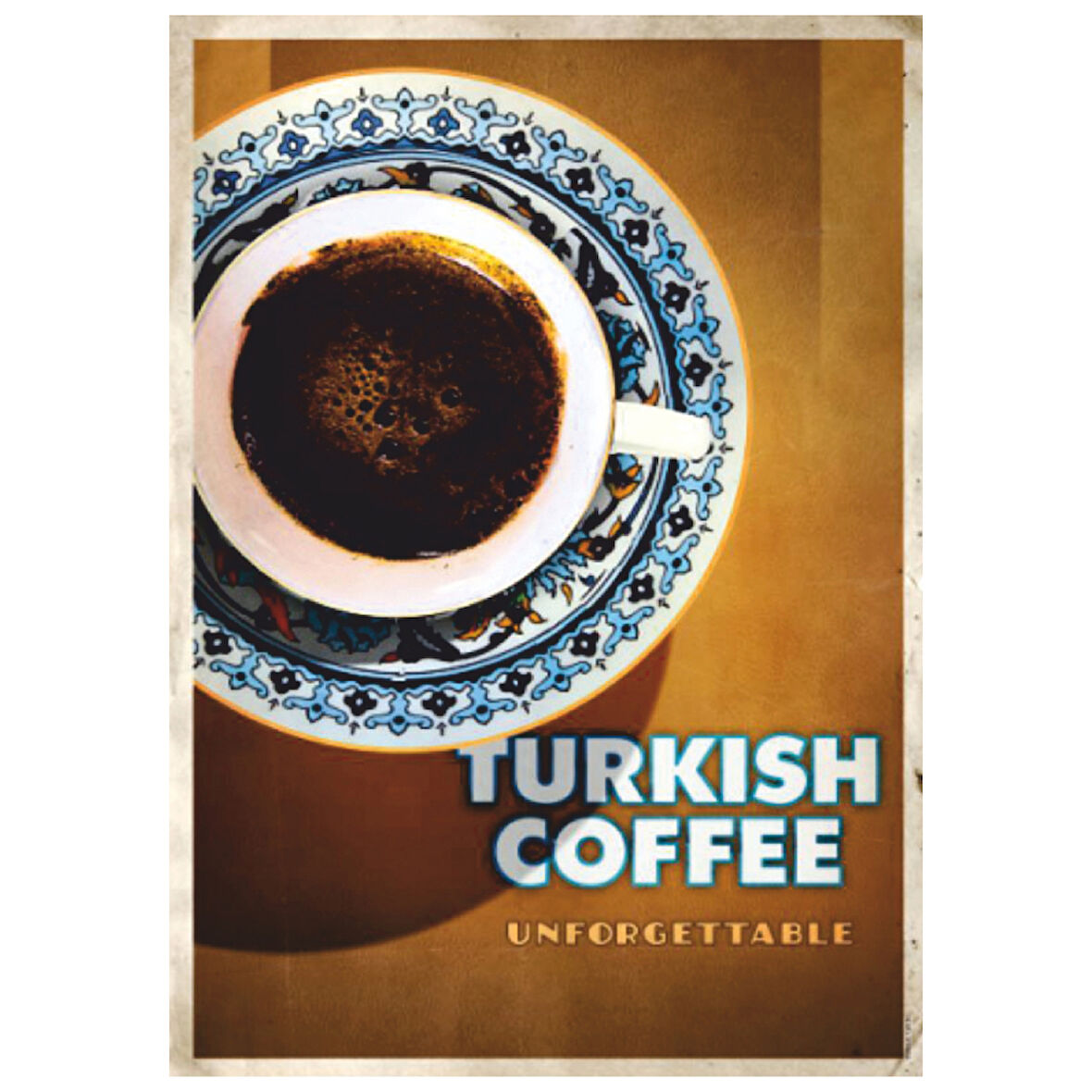 Turkish Coffee Retro Ahşap Tablo - Geleneksel Türk Kahvesi Temalı Unutulmaz Dekor