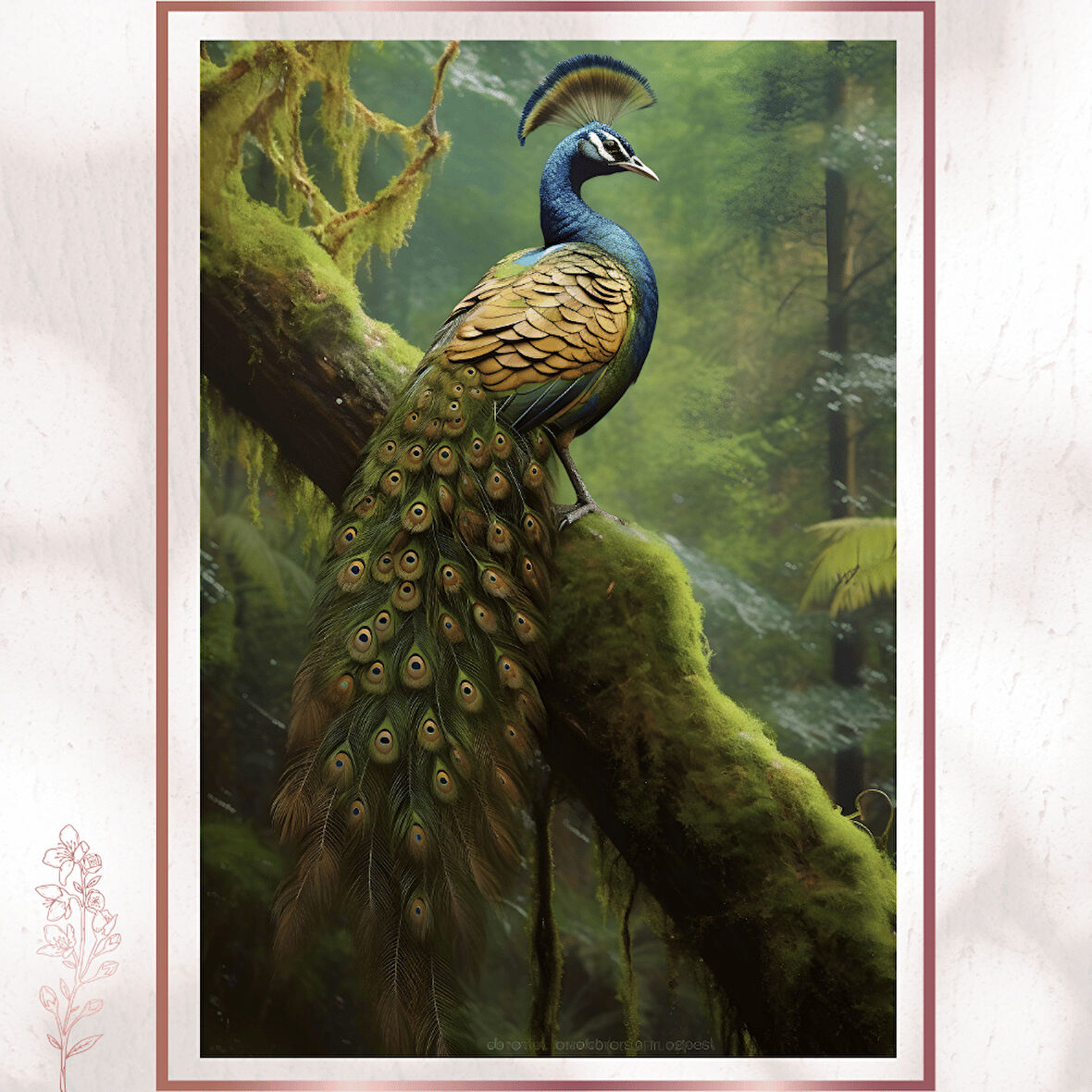 Orman Tahtında Tavus Kuşu Duvar Dekoru