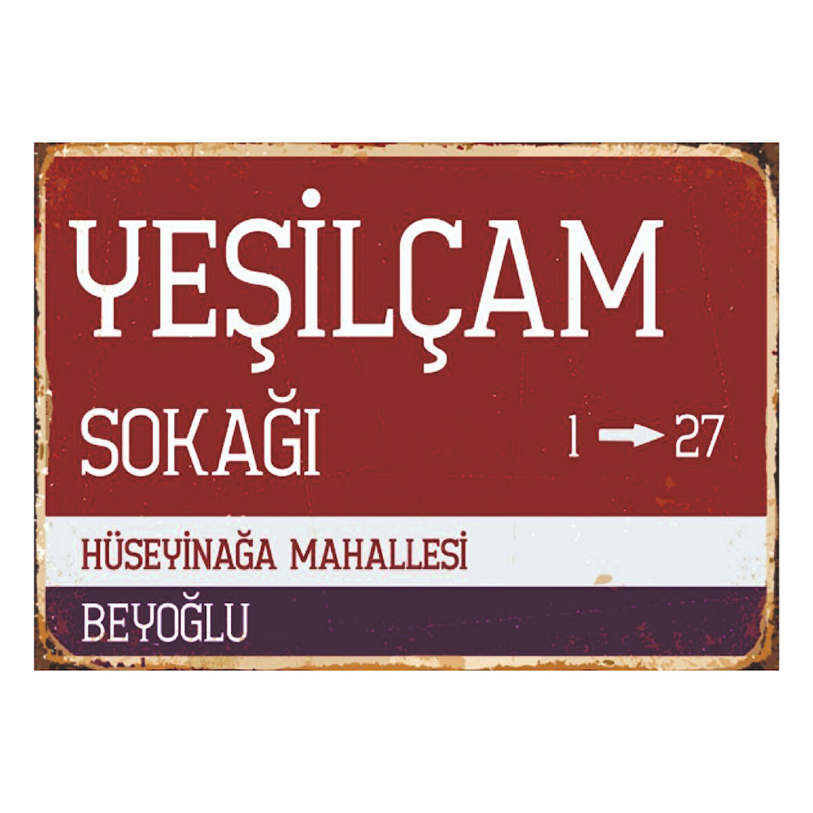 Yeşilçam Sokağı Retro Ahşap Tablo – İstanbul Tabela Tasarımıyla Nostaljik Sinema Ruhu