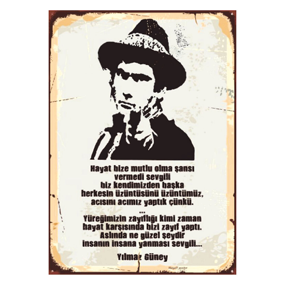 Yılmaz Güney Sözlü Retro Ahşap Tablo – Hayat ve Sevgili Temalı Duygusal Tasarım