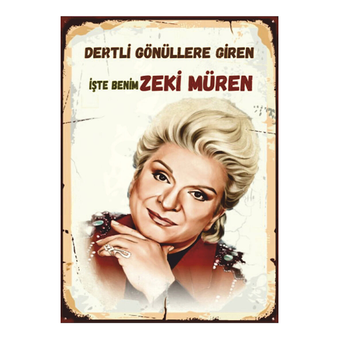 Zeki Müren Portreli Retro Ahşap Tablo – Dertli Gönüllere Giren Sanat Güneşi Tasarımı
