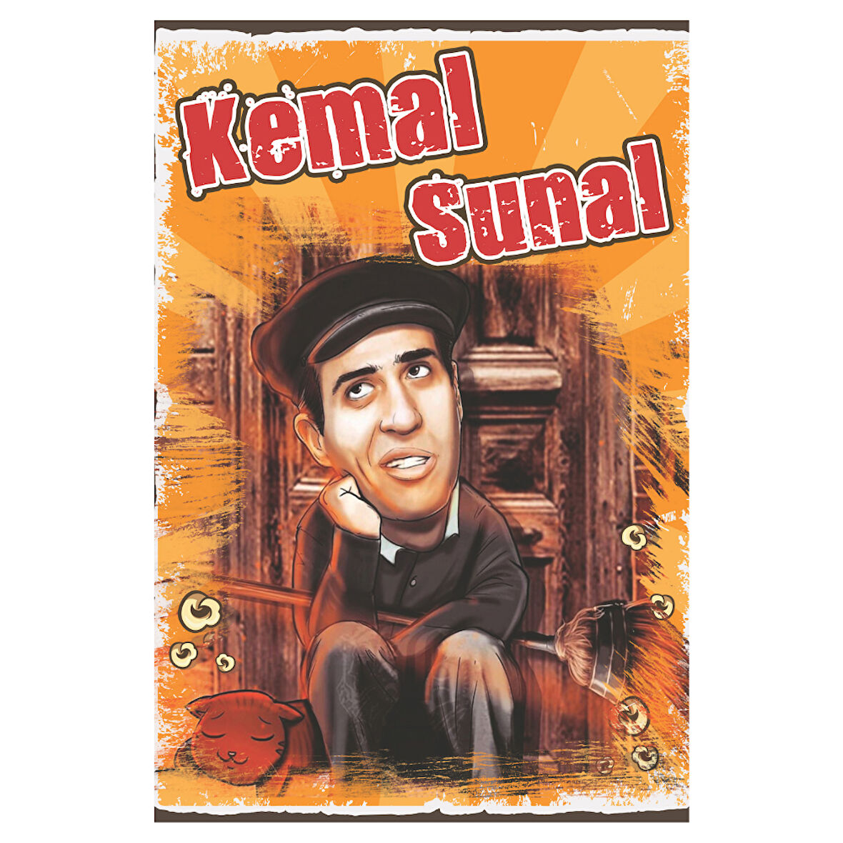 Kemal Sunal Karikatür Temalı Retro Ahşap Tablo – Eğlenceli Nostaljik Tasarım