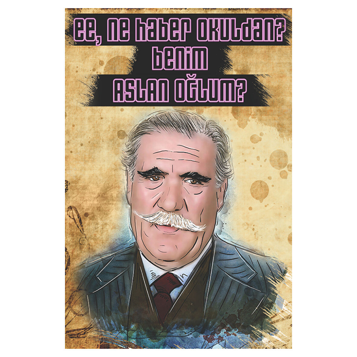 Mahmut Hoca Replikli Retro Ahşap Tablo – “Aslan Oğlum” Yeşilçam Temalı Öğretmen Figürü