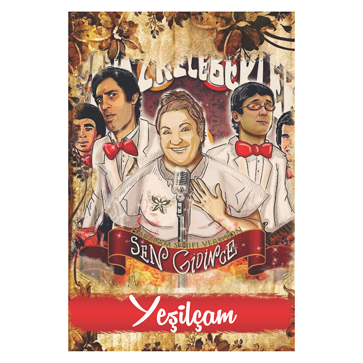 Yeşilçam Müzikal Portre Retro Ahşap Tablo – “Sen Gidince” İllüstrasyon Tasarımı