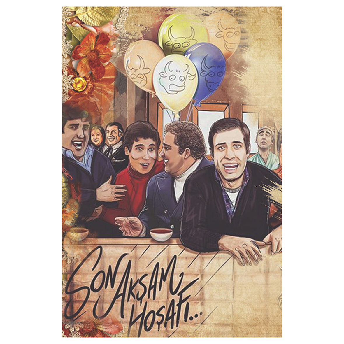 Son Akşam Hoşafı – Hababam Sınıfı Mezuniyet Gecesi Temalı Retro Ahşap Tablo
