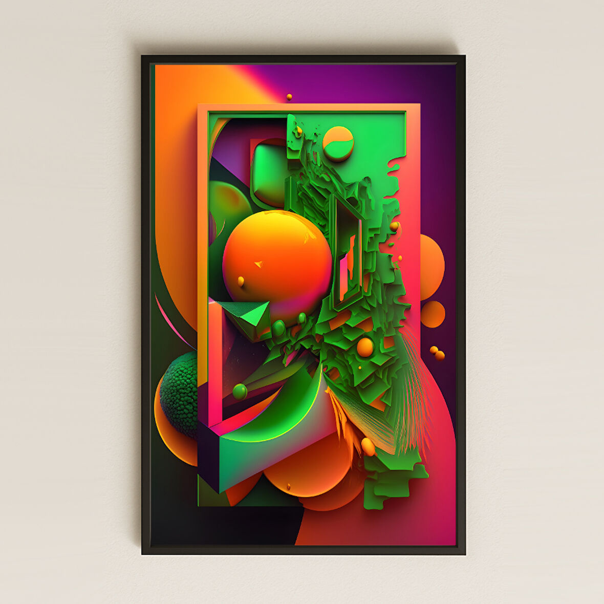 Neon Geometrik Soyut Sanat Şeffaf Pleksi Tablo