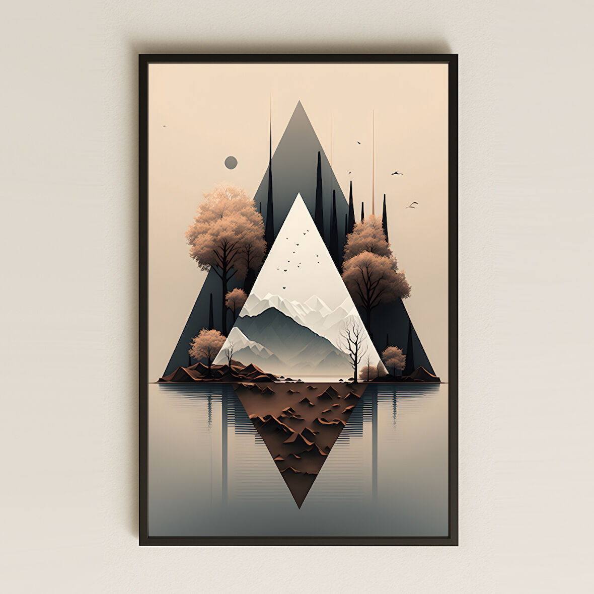 Dağ ve Yansıma Temalı Şeffaf Pleksi Tablo