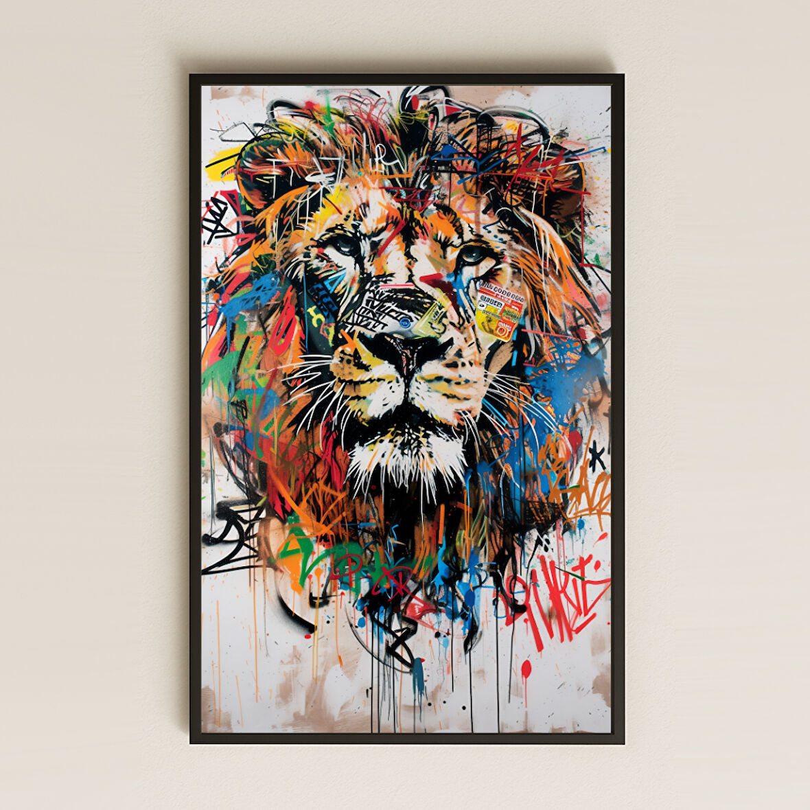 Graffiti Aslan Temalı Şeffaf Pleksi Tablo