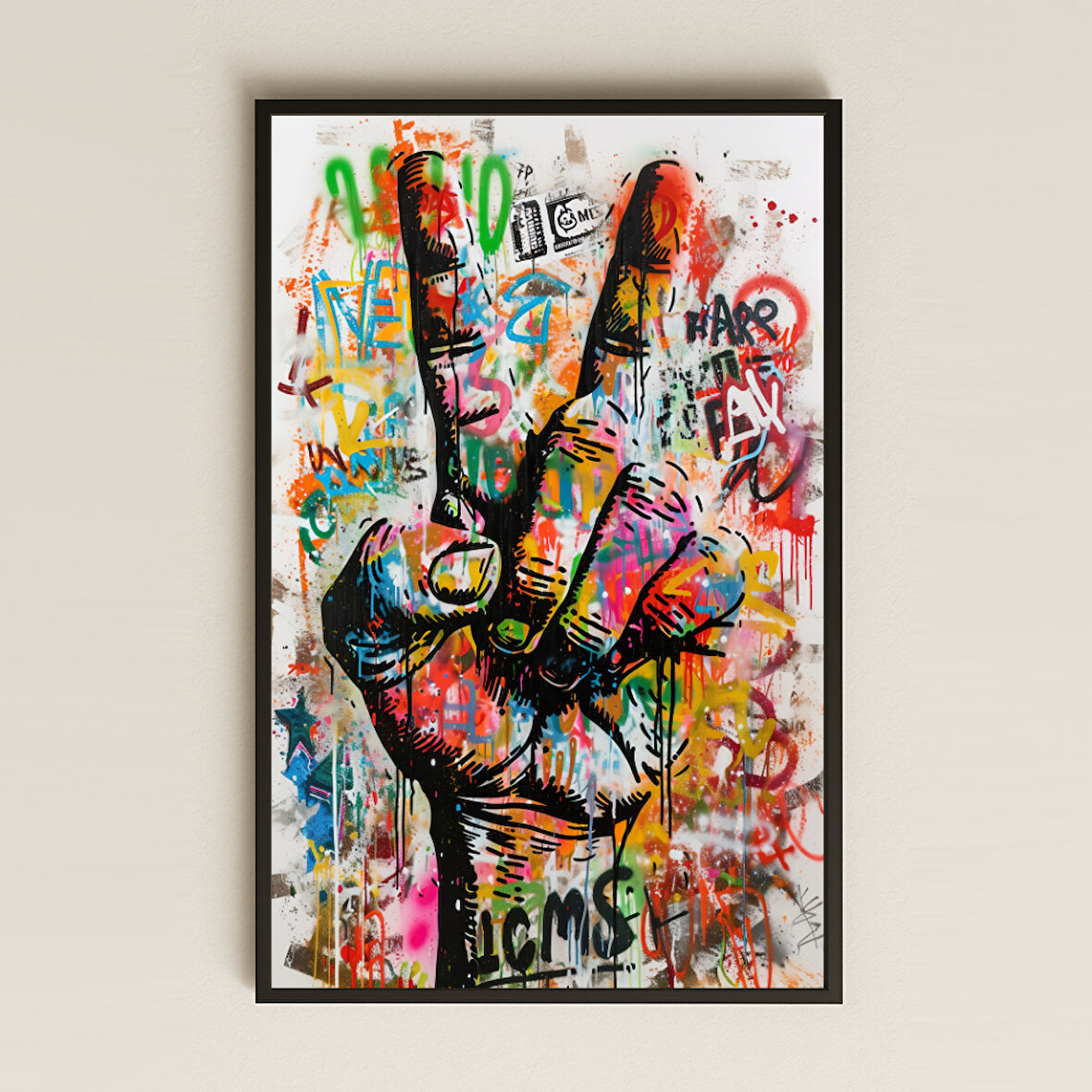 Graffiti Barış Eli Tasarımlı Pleksi Tablo