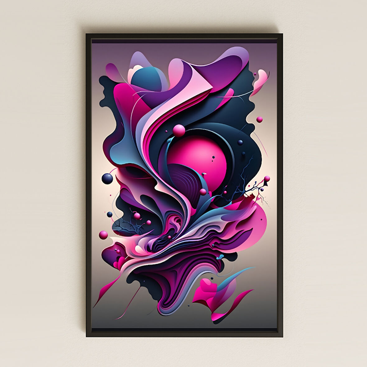 Mor Pembe Akışkan Kozmos Şeffaf Pleksi Tablo