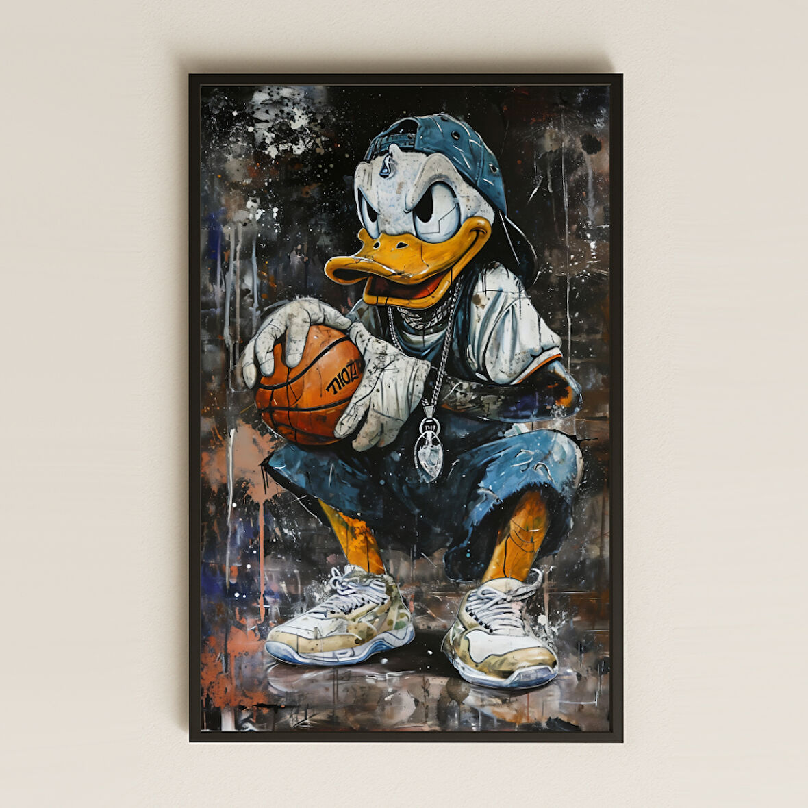 Hip-Hop Basketbolcu Ördek Tasarımlı Şeffaf Pleksi Tablo