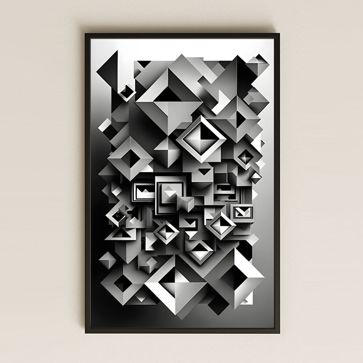 Monokrom Geometrik Derinlik Şeffaf Pleksi Tablo