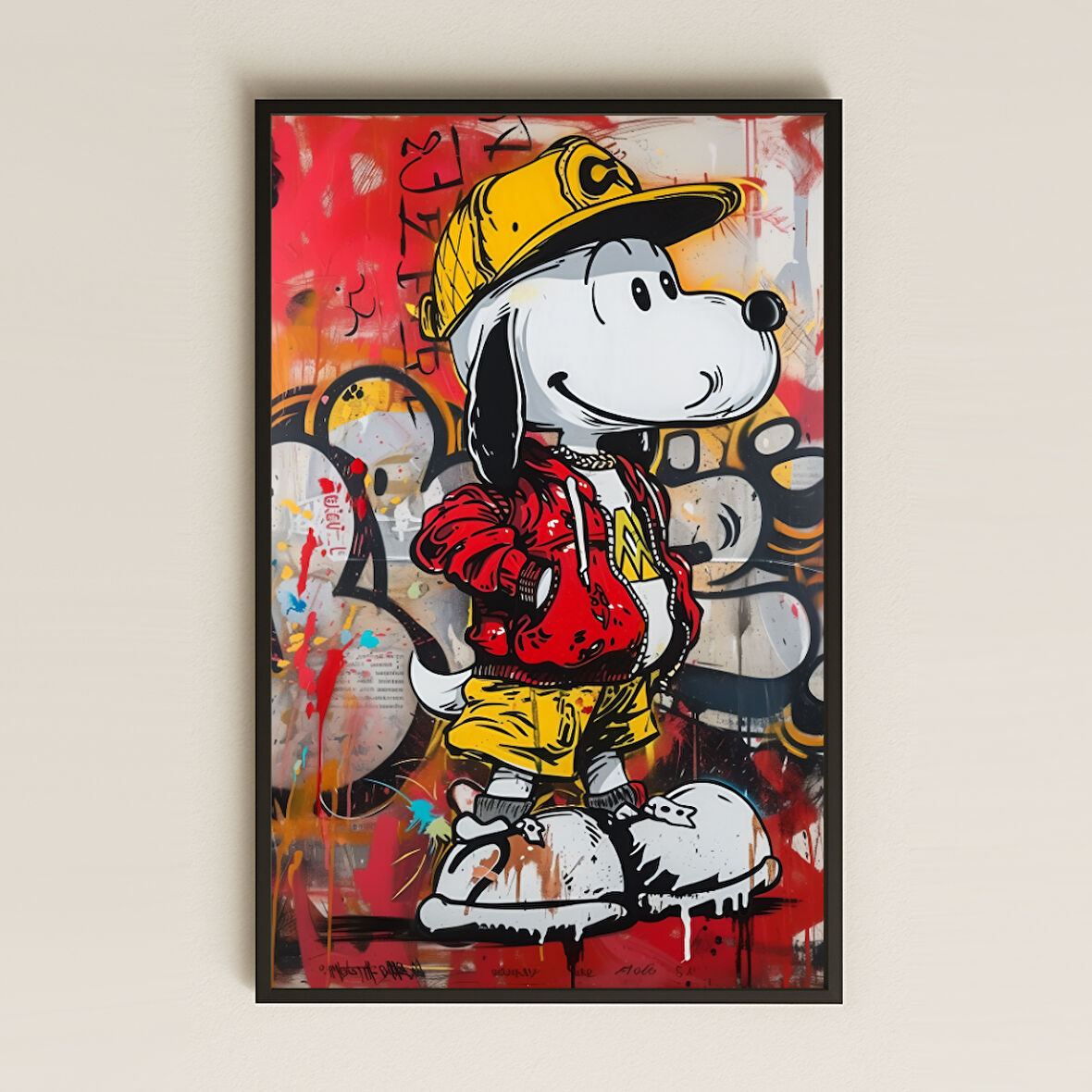 Street Style Snoopy Tasarımlı Şeffaf Pleksi Tablo