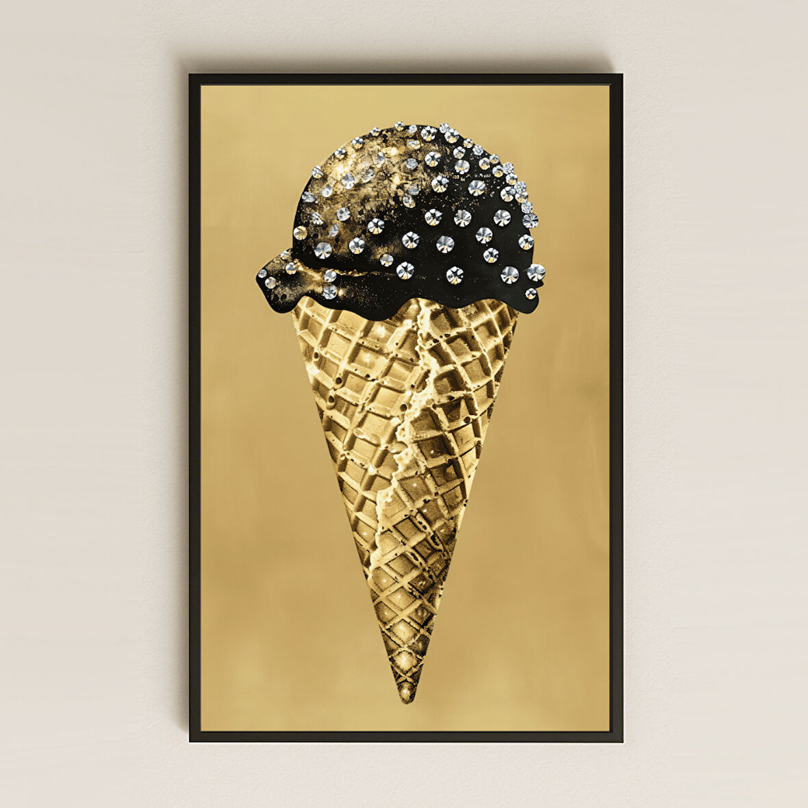 Altın Dondurma Tasarımlı Lüks Şeffaf Pleksi Tablo