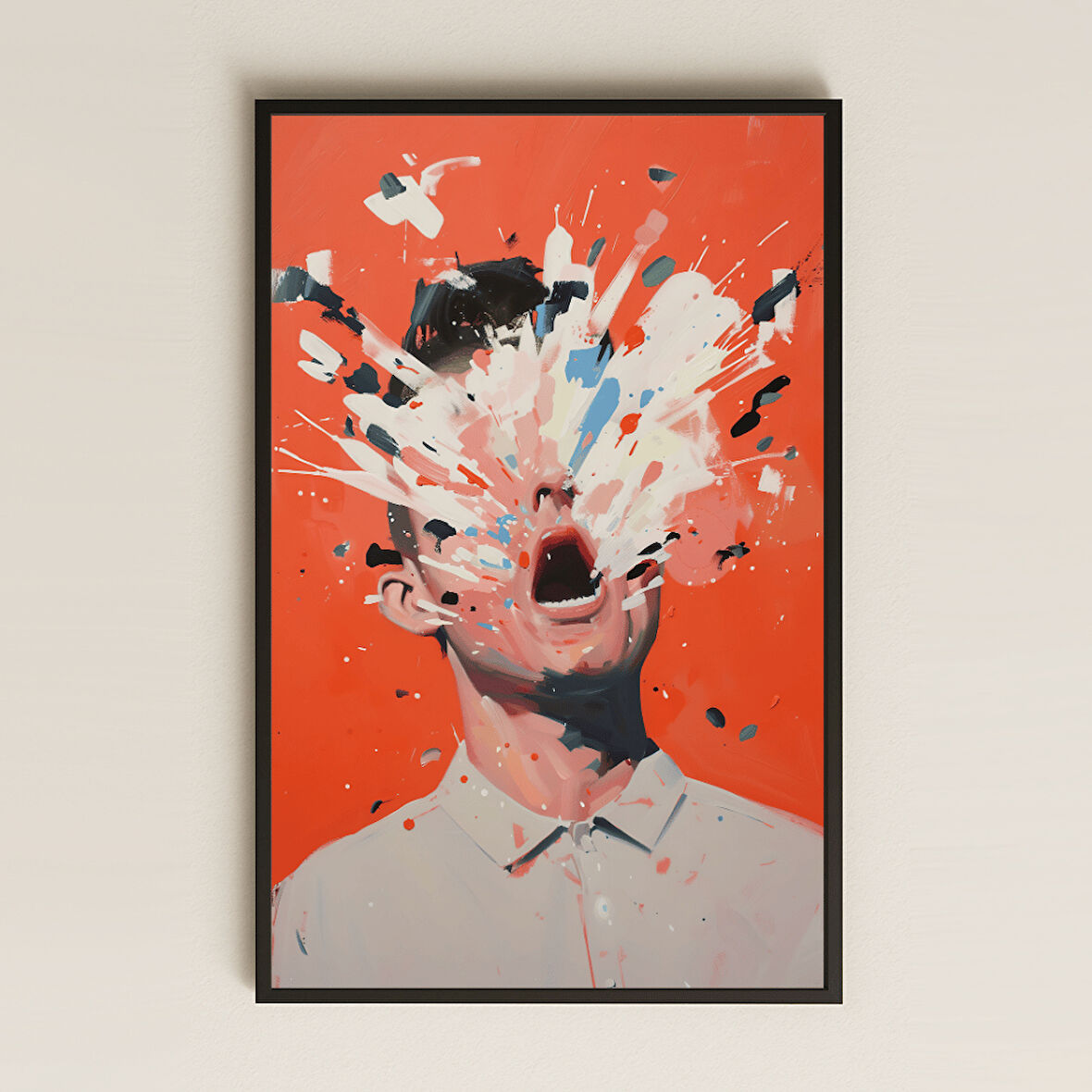 Renk Patlamalı Çığlık Portresi Şeffaf Pleksi Tablo