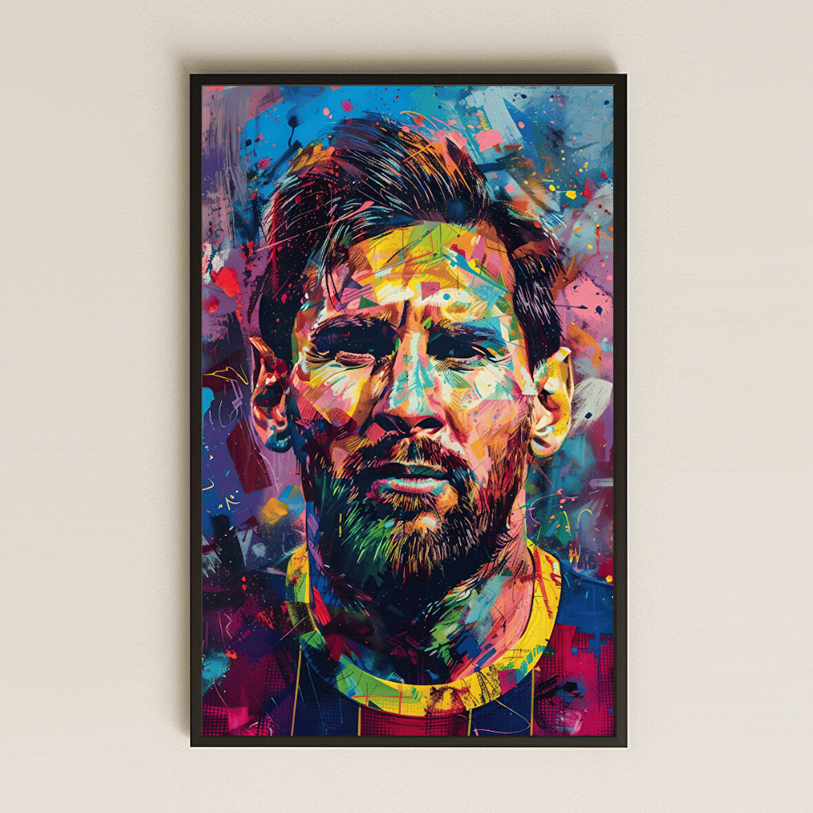 Renkli Messi Portresi Pop-Art Şeffaf Pleksi Tablo
