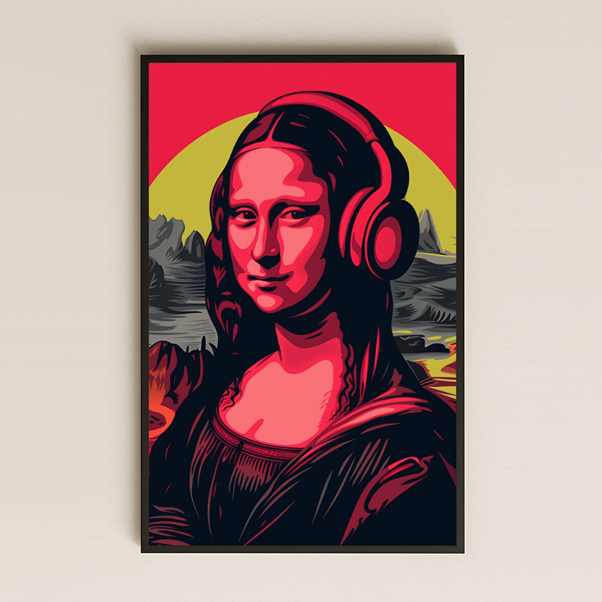 Kulaklıklı Mona Lisa Pop-Art Tasarımlı Şeffaf Pleksi Tablo