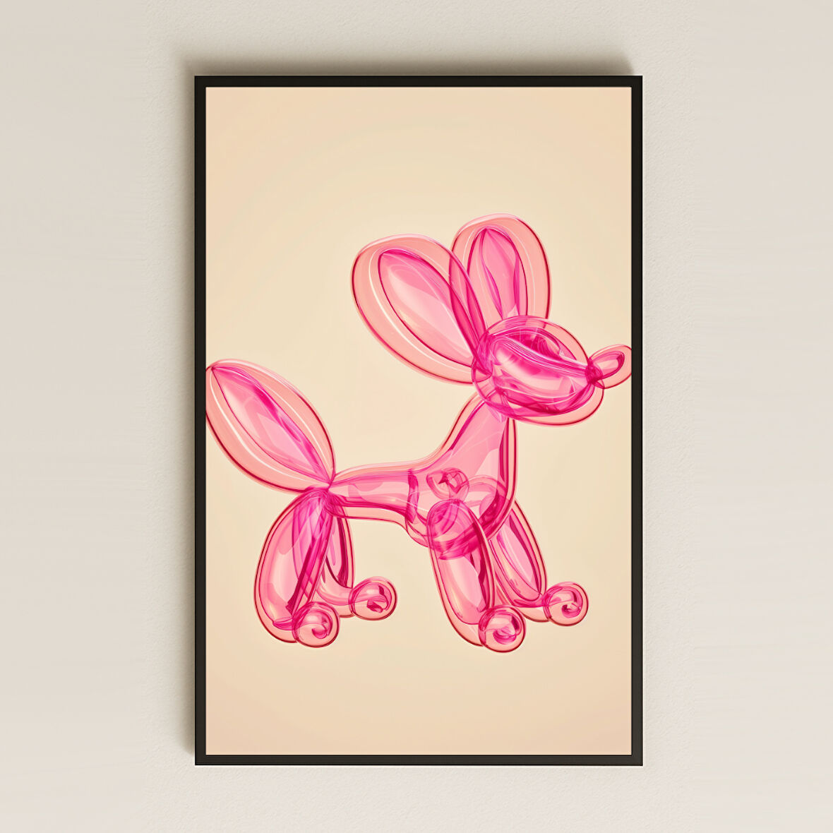 Pembe Balon Köpek Tasarımlı Pop-Art Şeffaf Pleksi Tablo