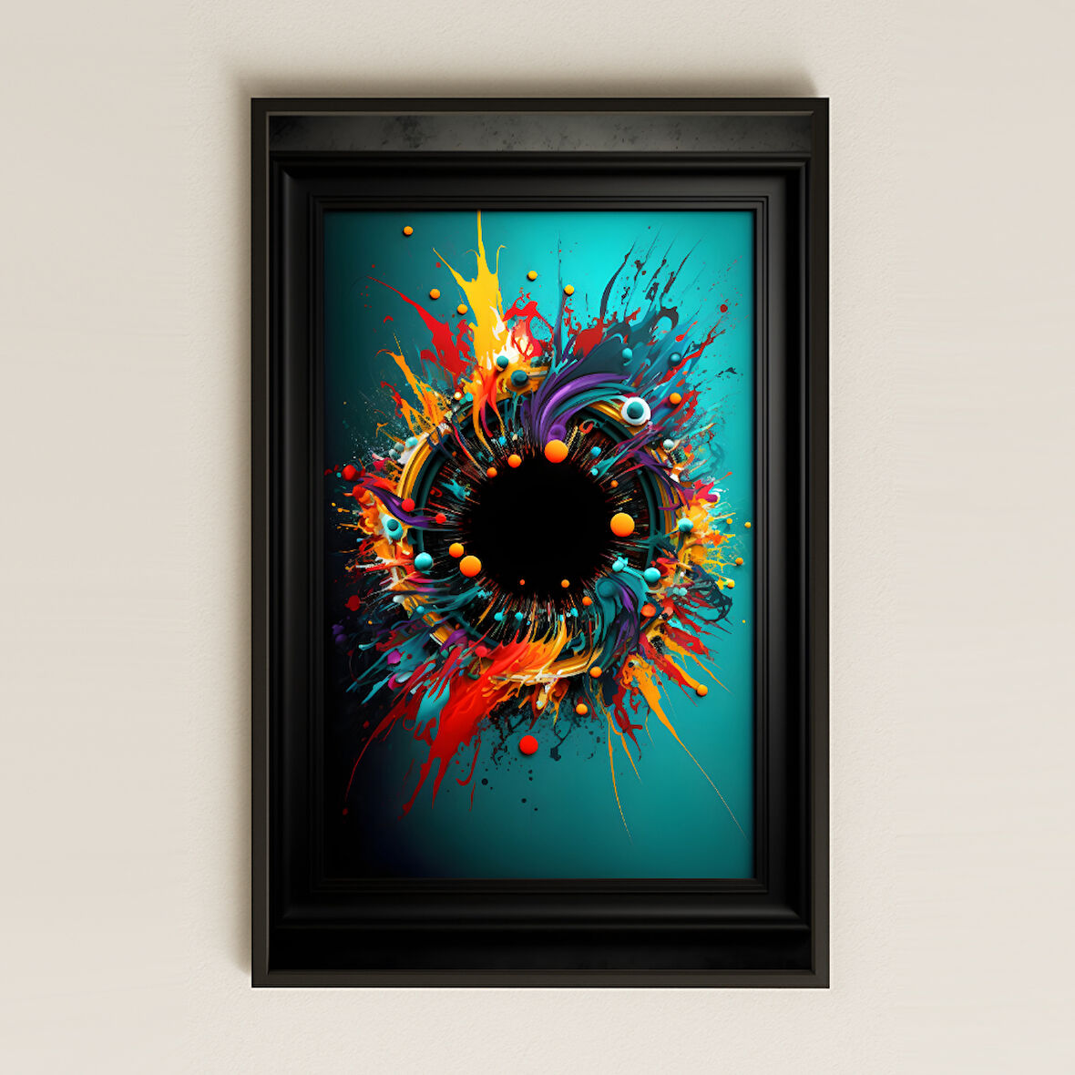 Renk Patlamalı Kozmik Halka Şeffaf Pleksi Tablo