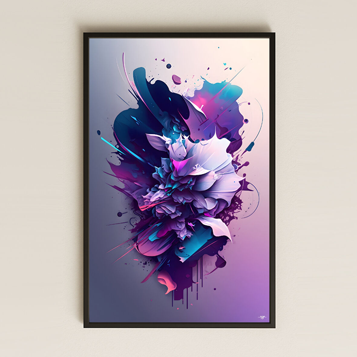 Soyut Çiçek Patlaması Temalı Şeffaf Pleksi Tablo