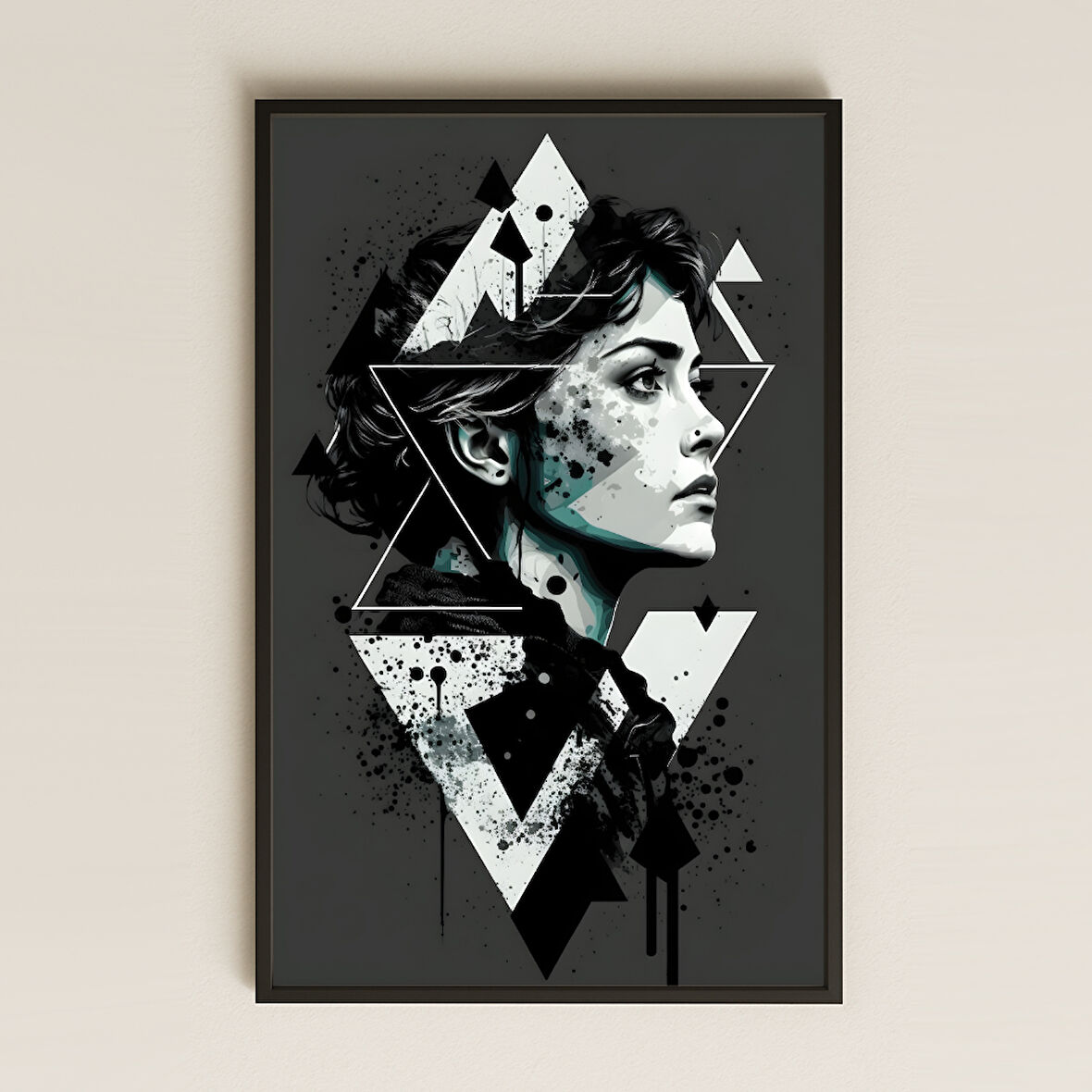 Mavi Dijital Grid Temalı Şeffaf Pleksi Tablo