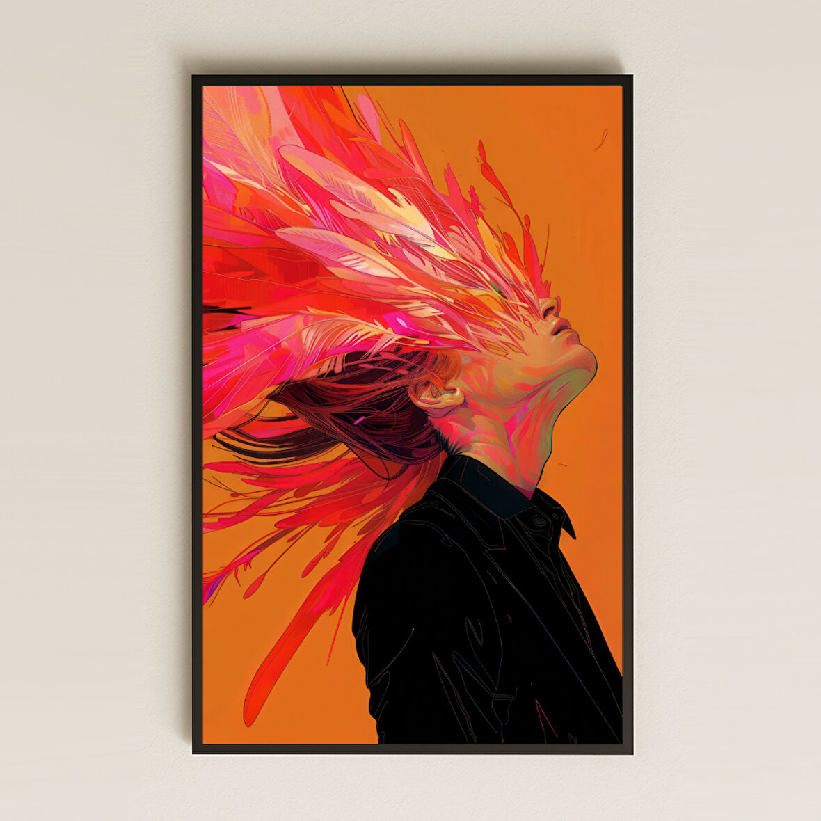 Renk Patlamalı Yüzsüz Portre Tasarımlı Şeffaf Pleksi Tablo