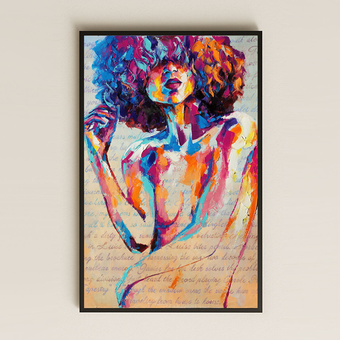 Renkli Kadın Figürlü Soyut Sanat Şeffaf Pleksi Tablo