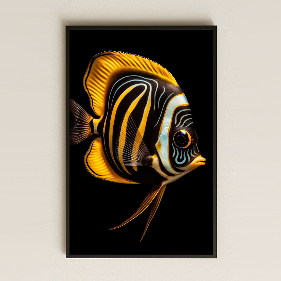 Sarı ve Mavi Desenli Tropikal Balık Şeffaf Pleksi Tablo