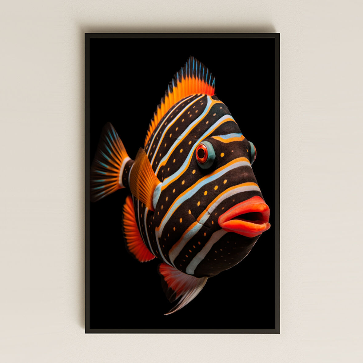 Turuncu Mavi Desenli Tropikal Balık Şeffaf Pleksi Tablo