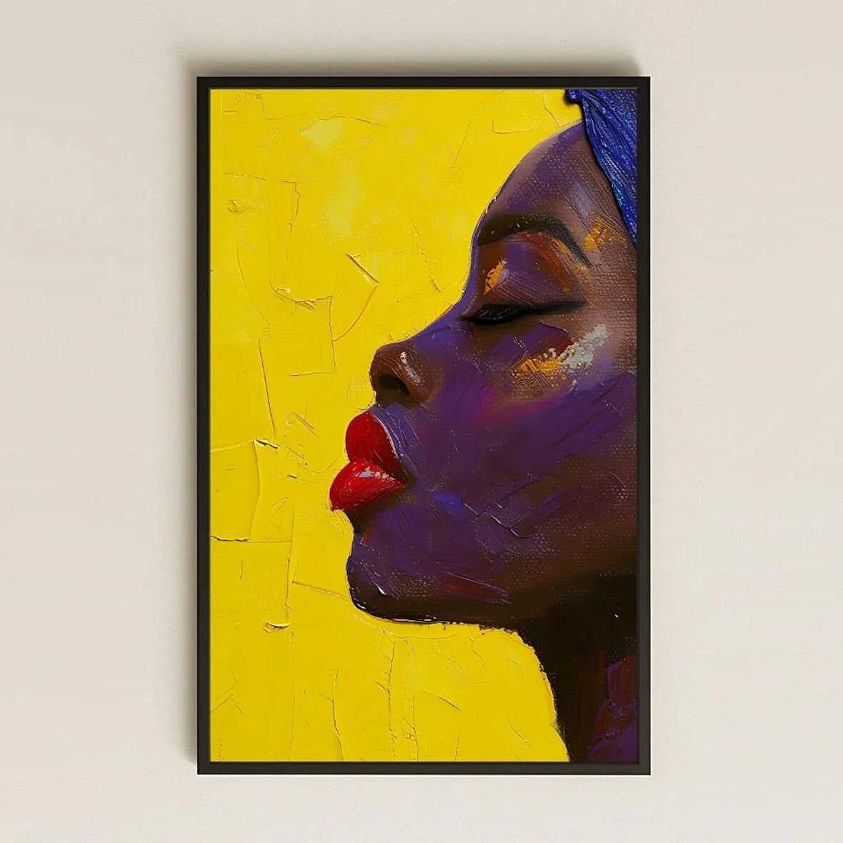 Minimal Stilize Afro Kadını Profili Şeffaf Pleksi Tablo