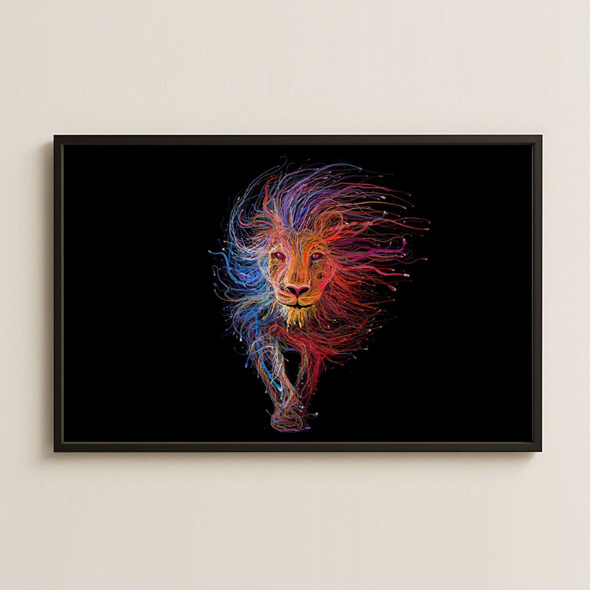 Renkli Aslan Dijital Sanat Pleksi Tablo