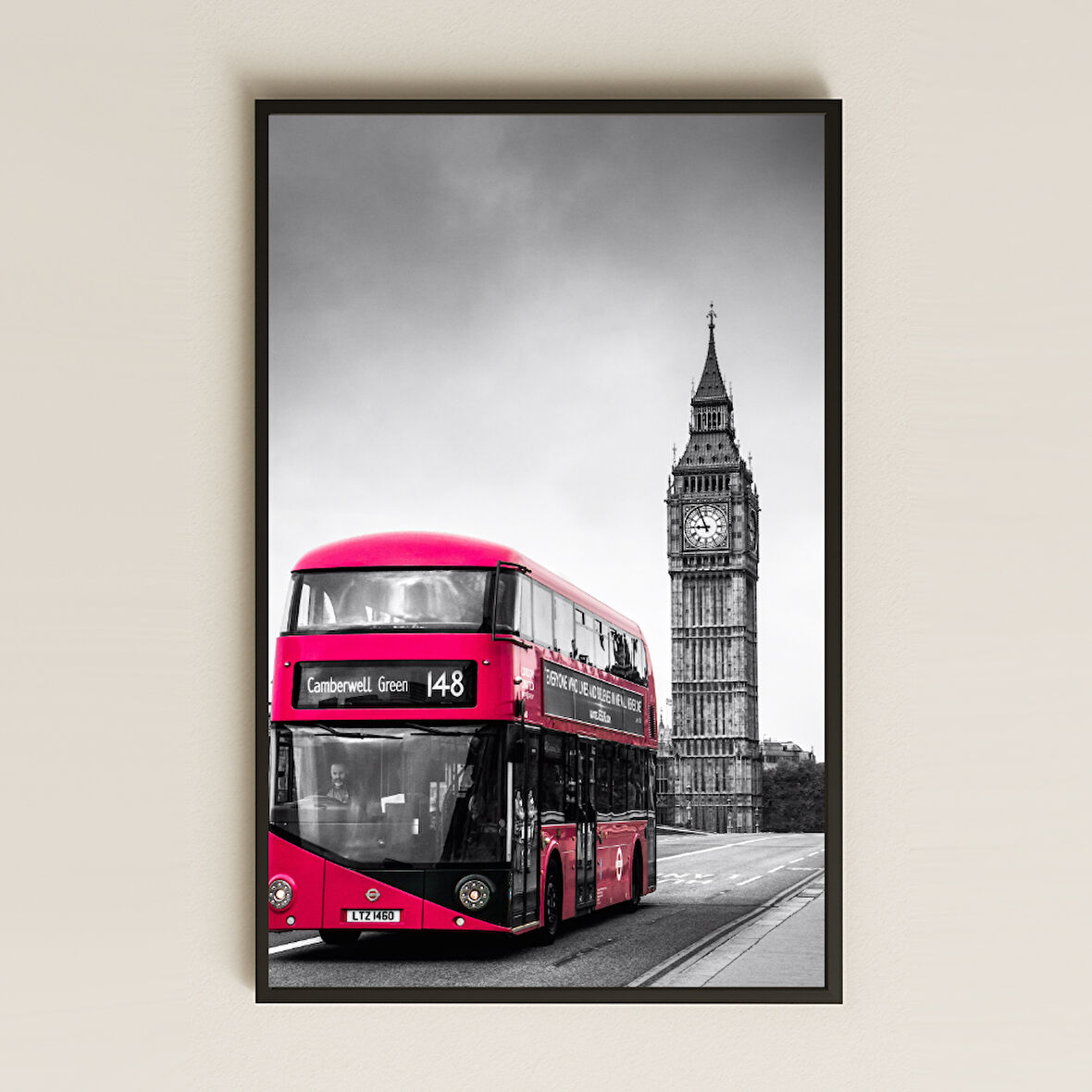 Big Ben ve Kırmızı Otobüs Temalı Şeffaf Pleksi Tablo